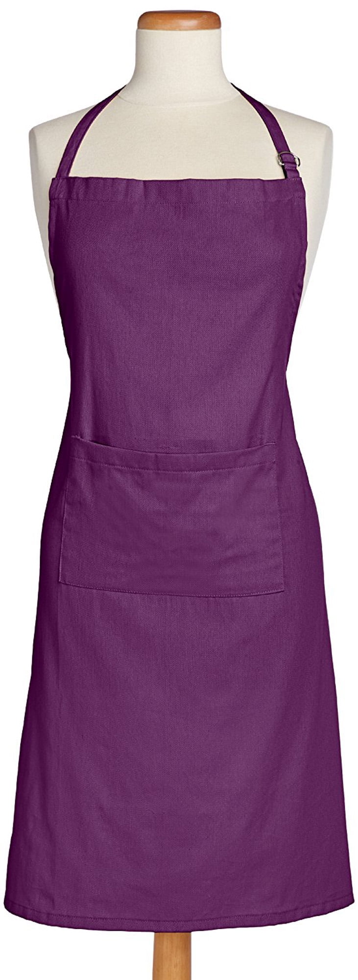CC Home Furnishings Unisex Chino Cotton Kitchen Chef Apron - 32" - Eggplant Purple