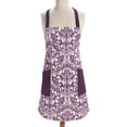 thumbnail image 1 of 37.5" White and Eggplant Purple Damask Pattern Apron, 1 of 6