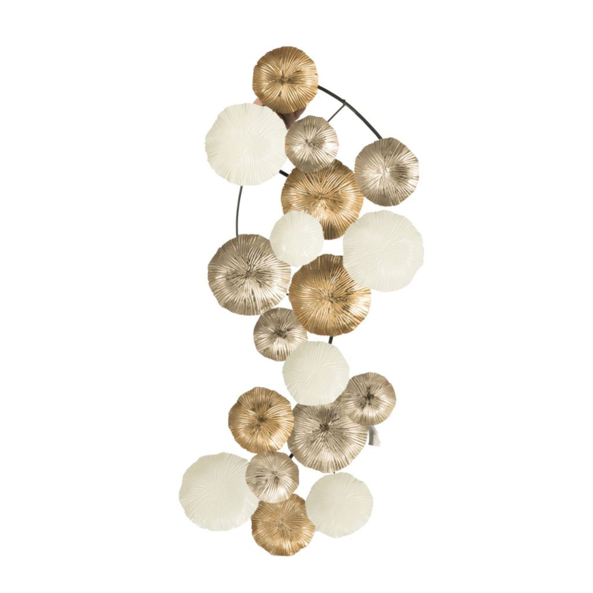 Antique Gold and White Metal Wall Accent Sculpture