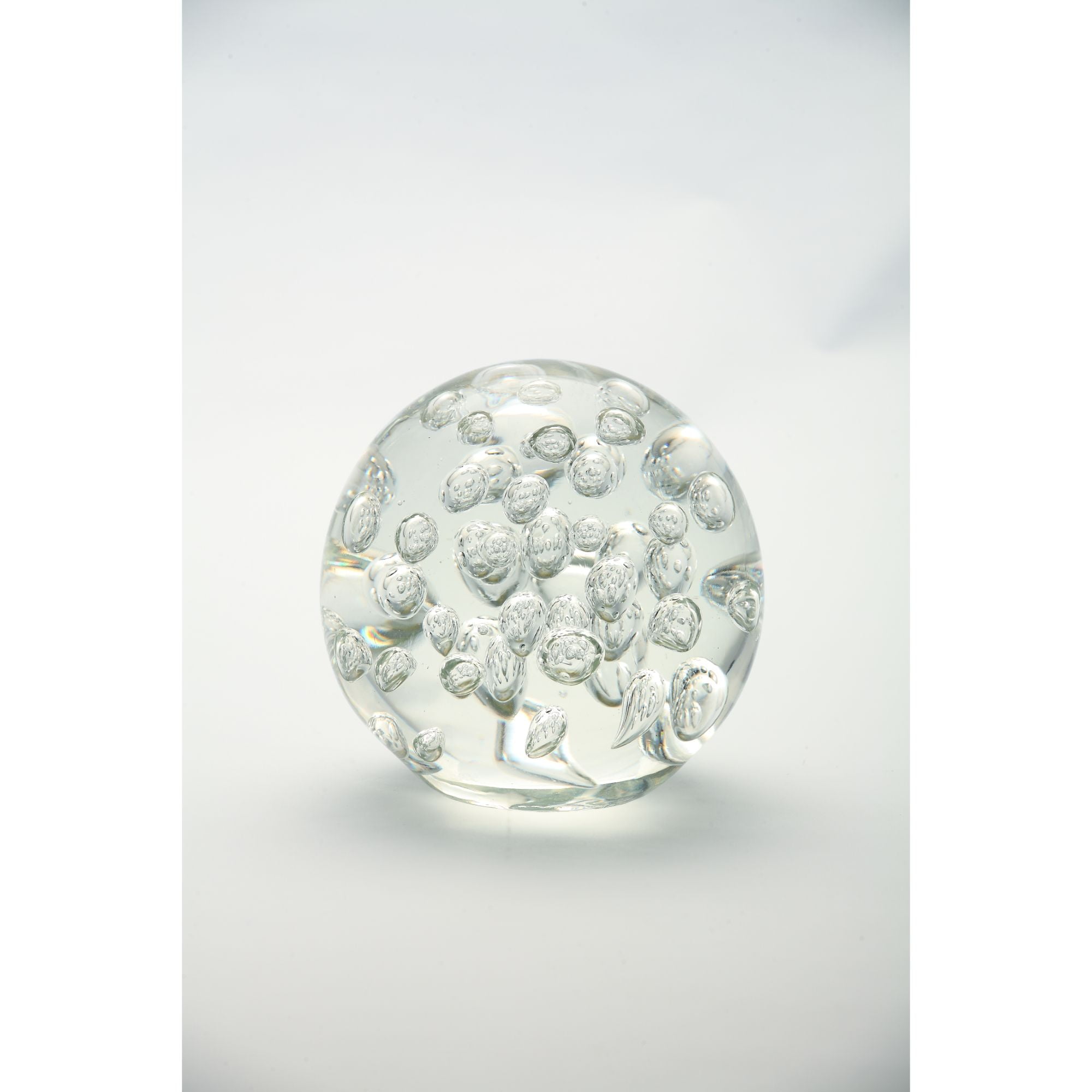 CC Home Furnishings 4.5" Clear Round Bubbled Hand Blown Glass Paperweight
