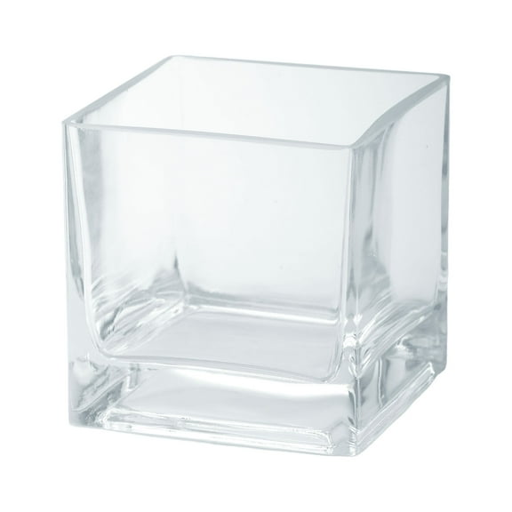 CC Home Furnishings 4" Clear Square Glass Tabletop Flower Vase
