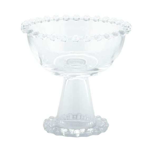 CC Home Furnishings 6" Clear Round Hand Blown Beaded Dessert Bowl with Pedestal