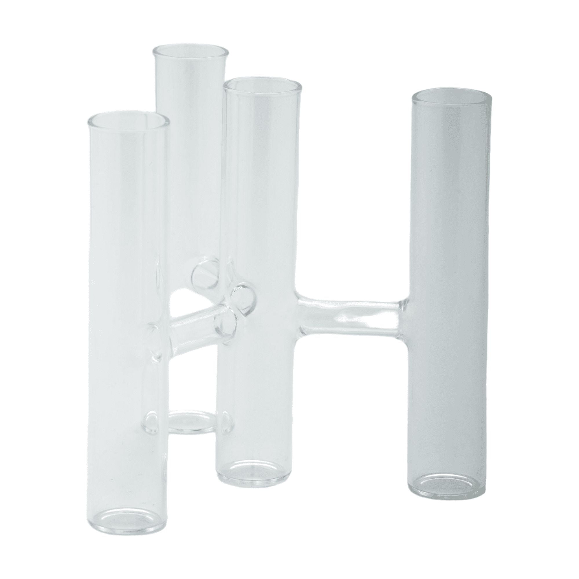6" Winter Elegance Clear Handblown Glass Candle Holder