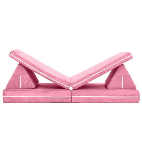 CC Home Furnishings 6-Piece Zipline Kids Playscape Furniture Playset - 66" - Pink