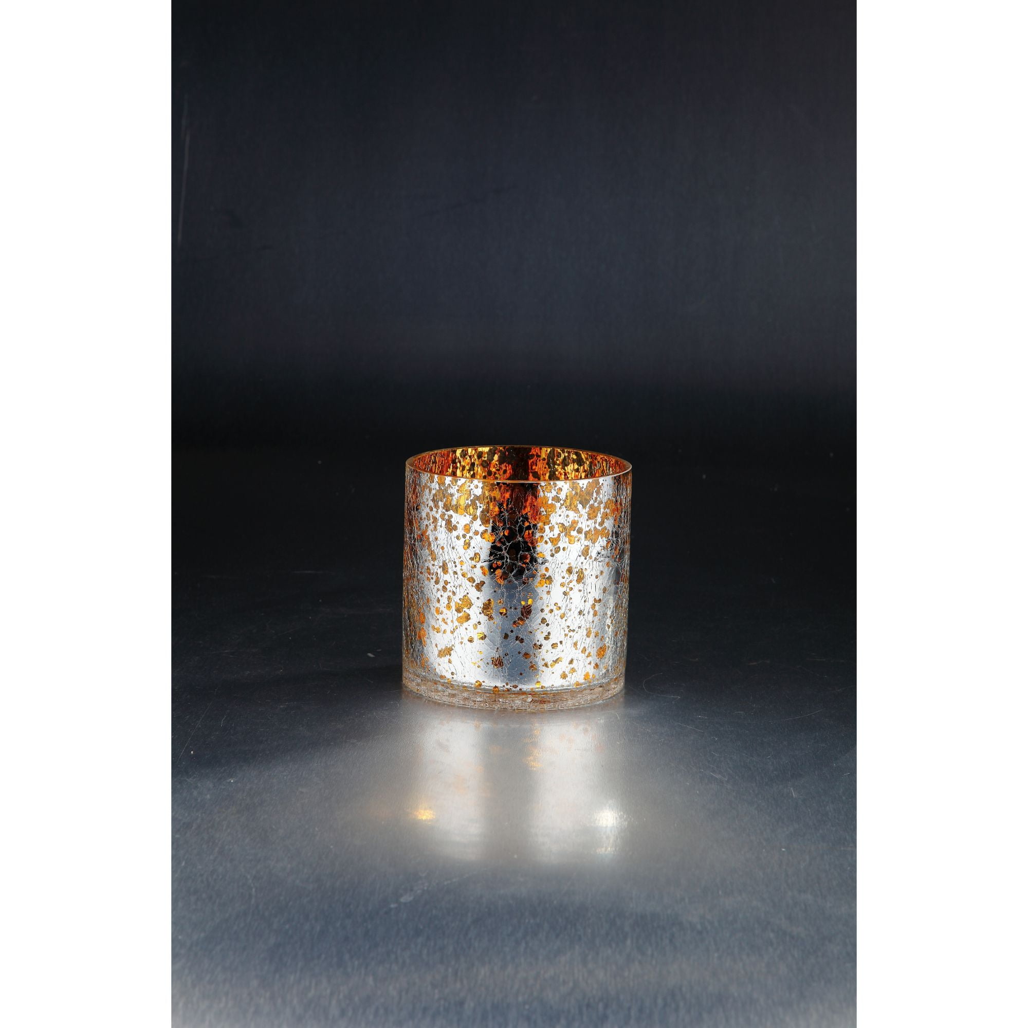 6" Handblown Silver and Gold Mercury Glass Votive Candle Holder