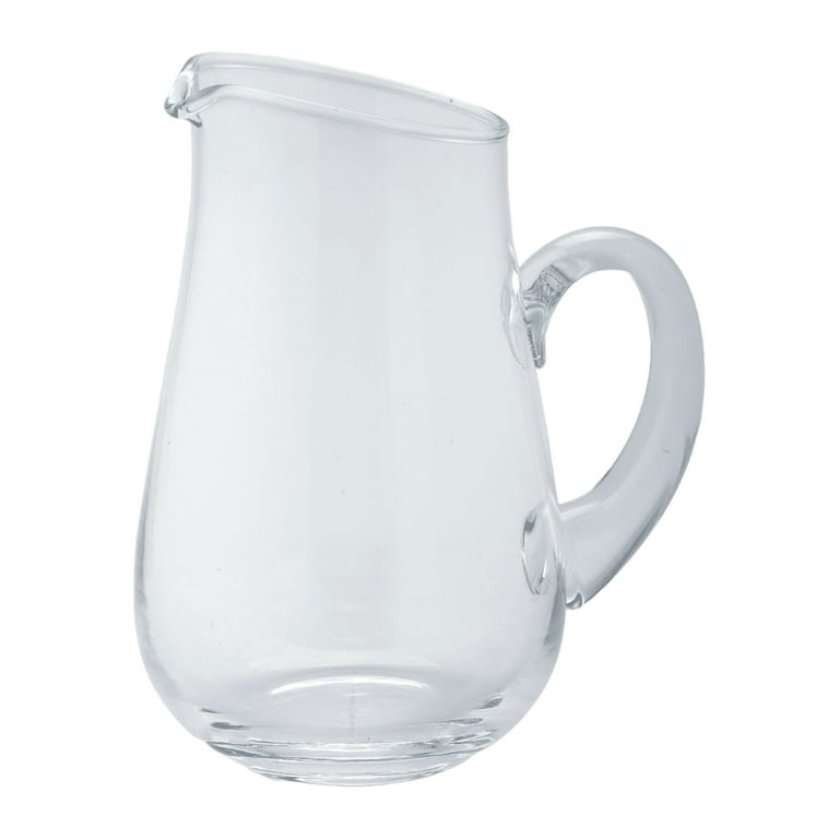 Riekes Crisa Hand Blown Clear Glass Pitcher With Pitched Spout and Applied  Handle 23779 