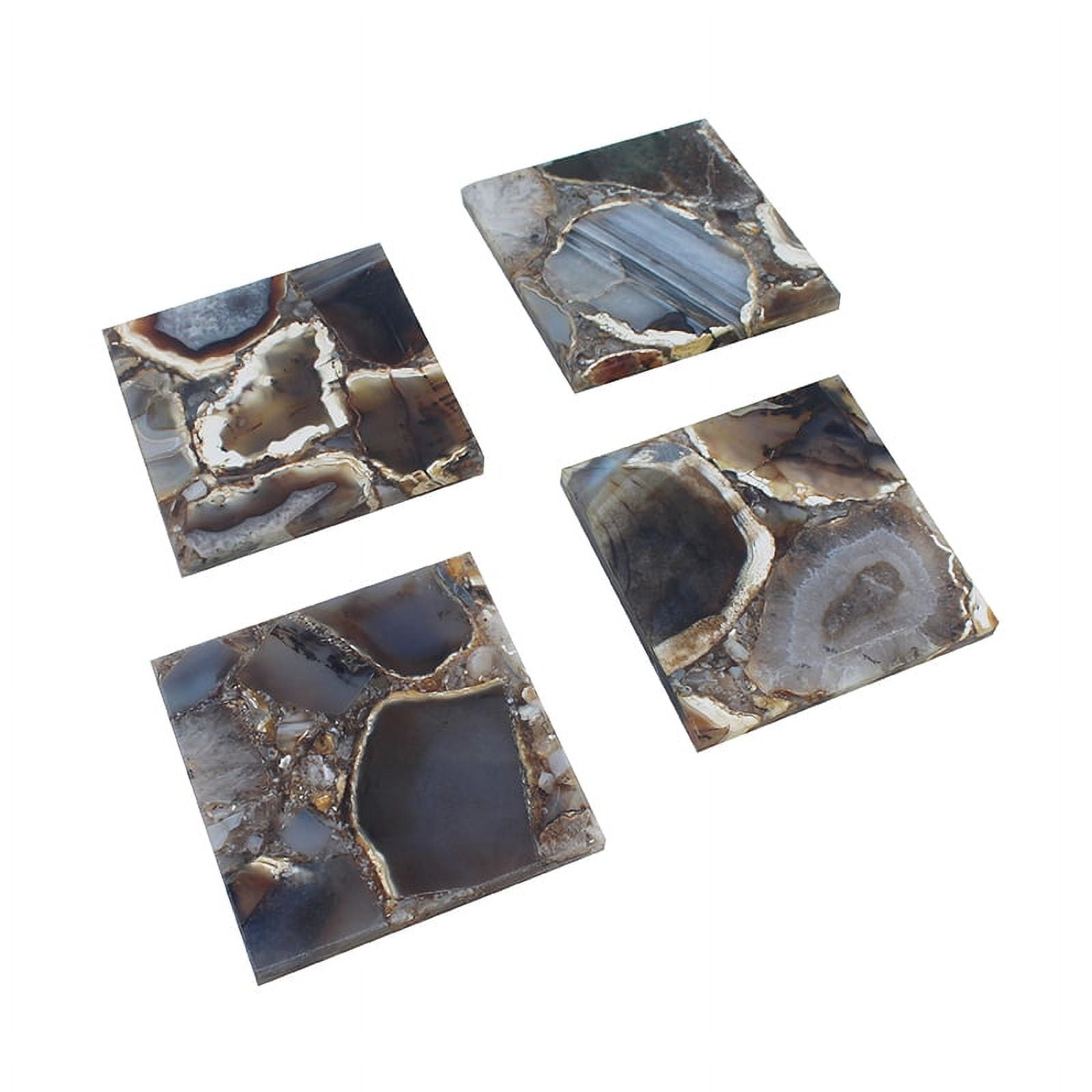 Black Agate Stone Square Coasters Set of 4