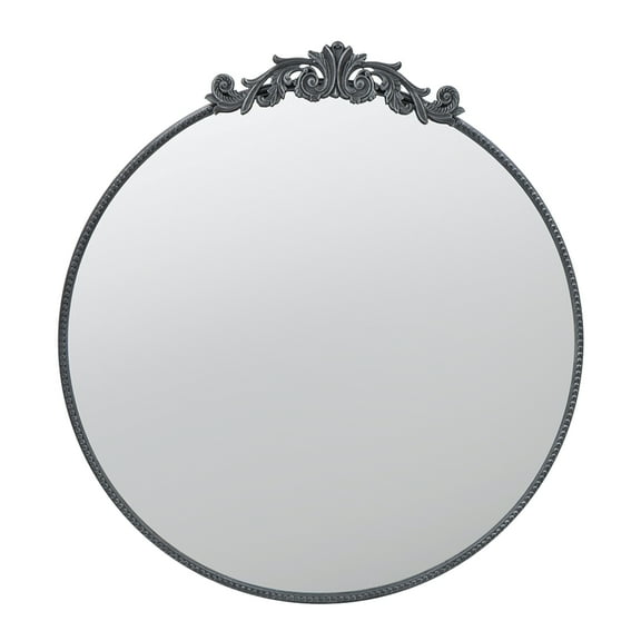 CC Home Furnishings Round Baroque Style Wall Mirror - 38.5" - Black