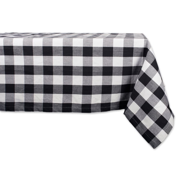 Contemporary Home Living Buffalo Checkered Rectangular Tablecloth - 84" - Black and White
