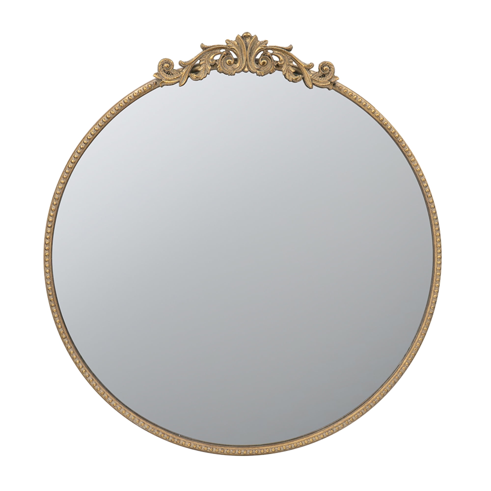 Classic Gold Baroque Style Round Wall Mirror with Wood Frame