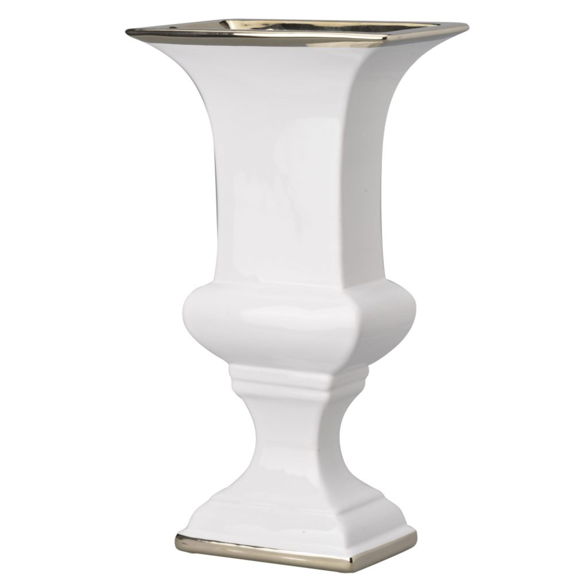 CC Home Furnishings Classic Vintage Elliott Urn Planter - 13.5" - White and Gold