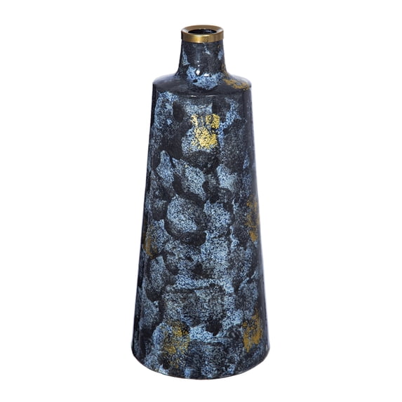 CC Home Furnishings Glass Flower Vase - 14.5" - Blue and Gold