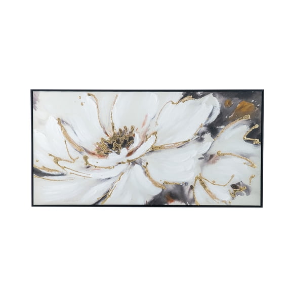 CC Home Furnishings Hand Painted Flower Framed Canvas Wall Art - 24.5" x 48"