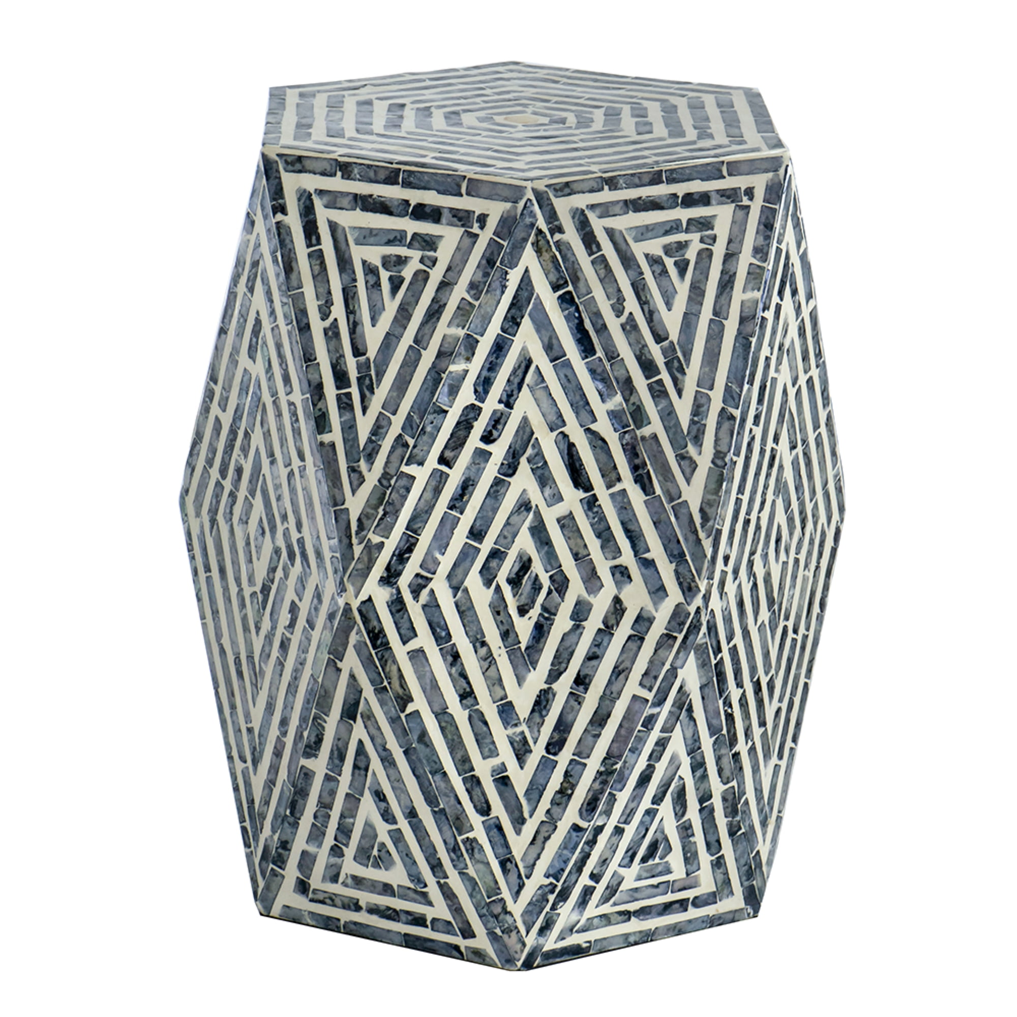 CC Home Furnishings Hexagon Pedestal Capiz Inlay Accent Stool - 18 ...