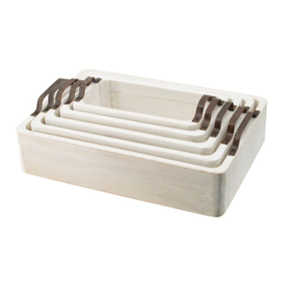 CC Home Furnishings Interlocking Rectangular Nesting Trays - 19.5" - Set of 5