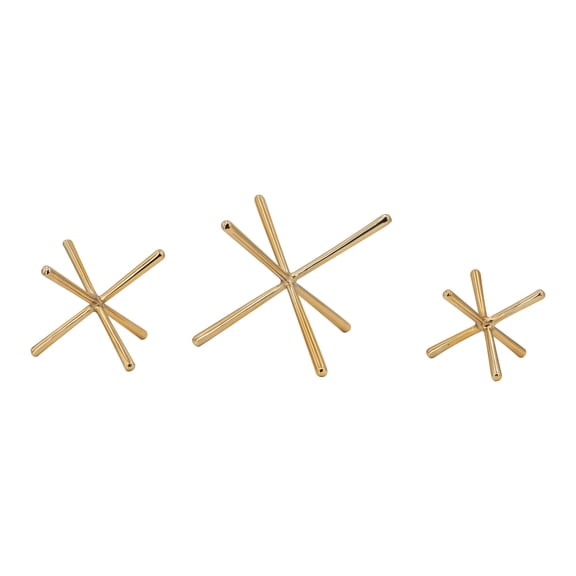 CC Home Furnishings Abstract Jack Decorations - 11.5" - Gold - Set of 3