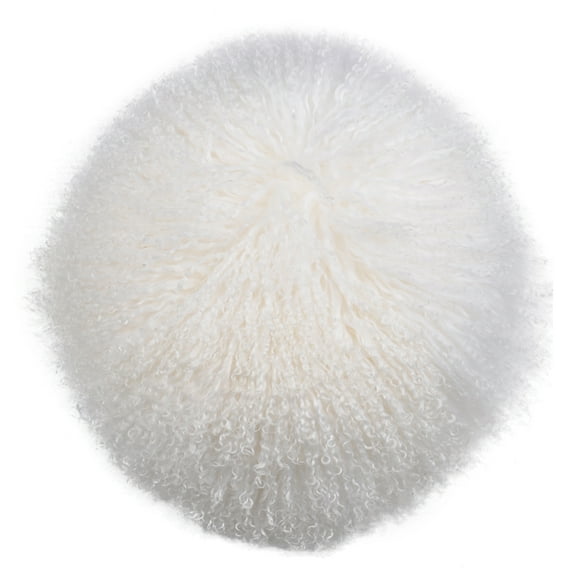CC Home Furnishings Lamb Fur Round Throw Pillow - 13.75" - White