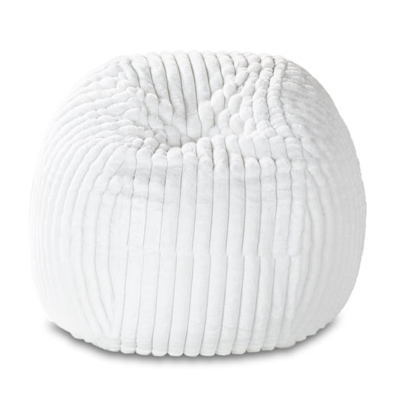 CC Home Furnishings Large Plush Ribbed Faux Fur Bean Bag Chair - 5' - Cream