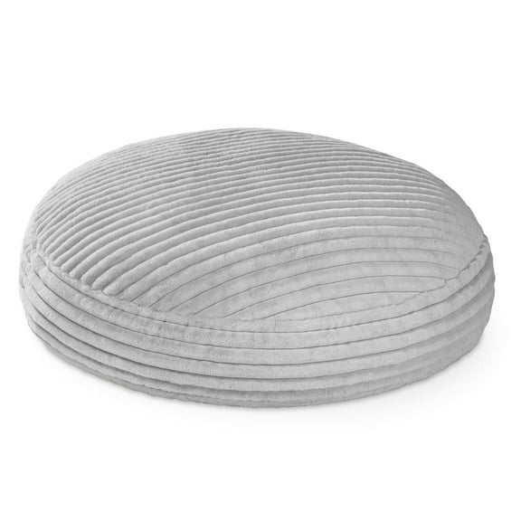 CC Home Furnishings Large Round Cocoon Faux Fur Bean Bag Chair - 6' - Gray