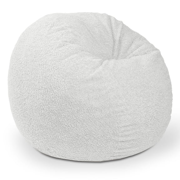 CC Home Furnishings Large Round Faux Fur Bean Bag Chair - 4' - White