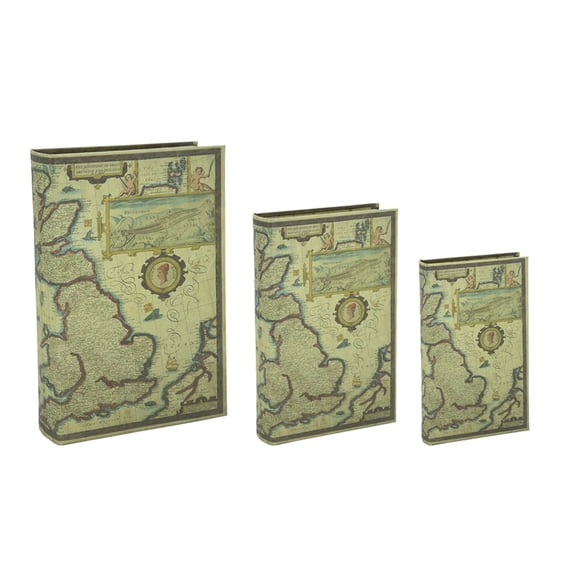 CC Home Furnishings Map Book Storage Boxes - 13" - Green - Set of 3