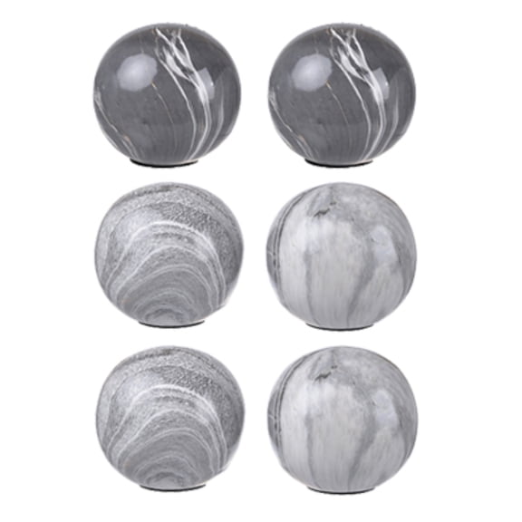 CC Home Furnishings Marbleized Swirl Ceramic Orbs - 4" - Gray - Set of 6
