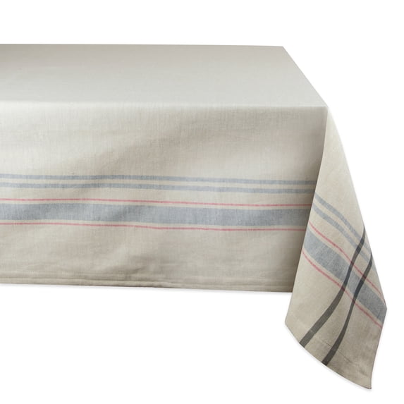 CC Home Furnishings Neutral Taupe and Gray French Striped Pattern Rectangular Tablecloth 60" x 120"