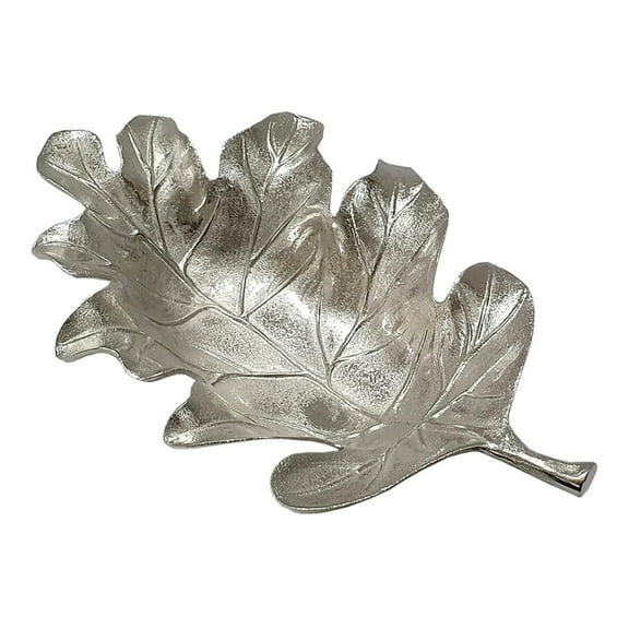 CC Home Furnishings Oak Leaf Aluminum Bowl - 21.5" - Silver