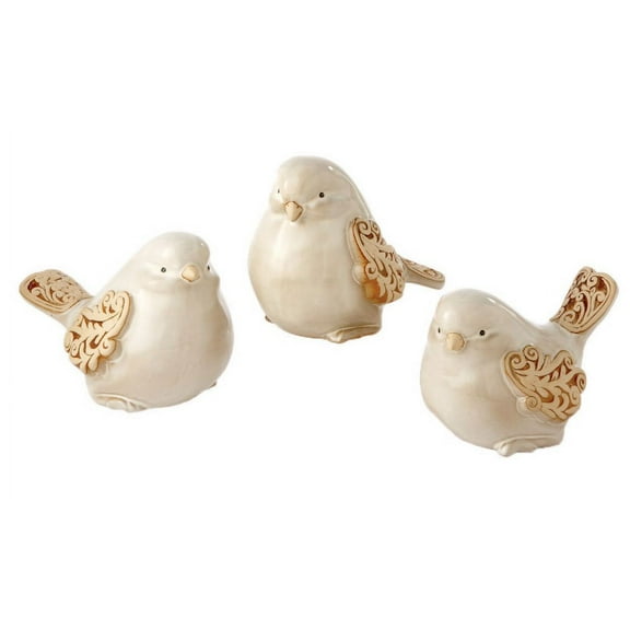 CC Home Furnishings Pack of 6 White Birds with Scroll Wings Tabletop Figures