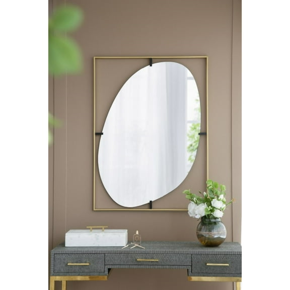 CC Home Furnishings Rectangular Framed Oval Wall Mirror - 40.25" - Gold