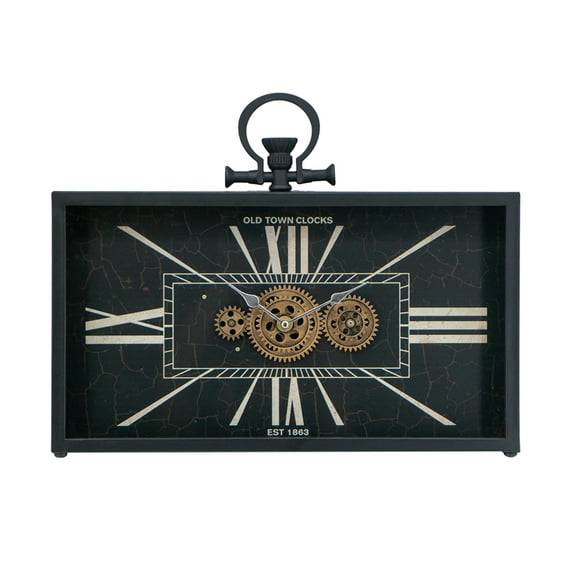CC Home Furnishings Rectangular Gears Table Clock - 17.75"