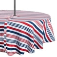 thumbnail image 1 of Contemporary Home Living Red and Blue Patriotic Striped Round Tablecloth with Zipper 60”, 1 of 8