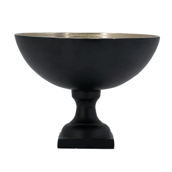 CC Home Furnishings Round Aluminum Footed Bowl - 8.5" - Black and Gold