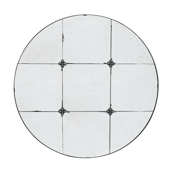 CC Home Furnishings Antique Glass Floral Round Wall Mirror - 35.75"
