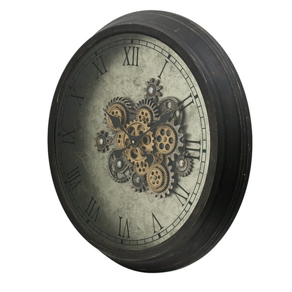 CC Home Furnishings Round Exposed Gears Wall Clock - 27.75" - Gray and Black