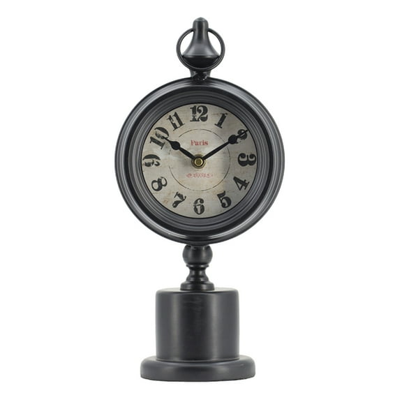 CC Home Furnishings Round Pedestal Table Clock - 14.5" - Black and White