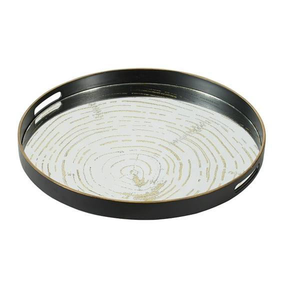 CC Home Furnishings Rustic Mirrored Top Tray with Cut-Out Handles - 18"