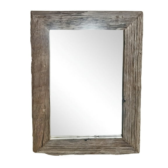 CC Home Furnishings Rustic Style Rectangular Wall Mirror - 47.75" - Brown