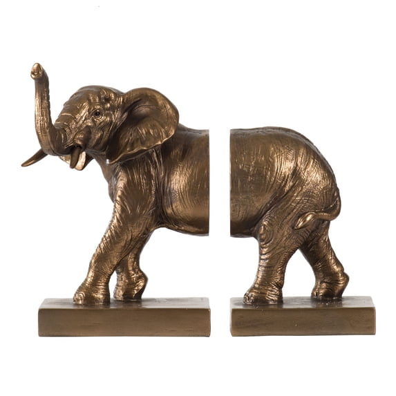 CC Home Furnishings 2-Piece Elephant Bookends - 10" - Copper Finish