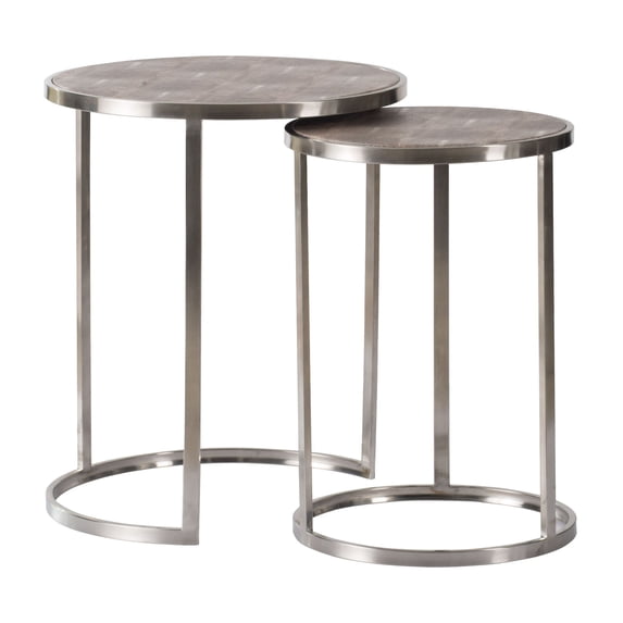 CC Home Furnishings Round Nesting Tables - 22" - Silver - Set of 2