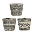 thumbnail image 1 of CC Home Furnishings Set of 3 White and Black Tribal Motifs Planters 5.5", 1 of 8