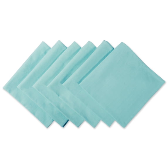 CC Home Furnishings Set of 6 Aqua Blue Over Sized Square Napkins 20"