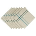 thumbnail image 1 of CC Home Furnishings Set of 6 Beige and Teal Blue French Stripe Pattern Over Sized Napkins 20", 1 of 4