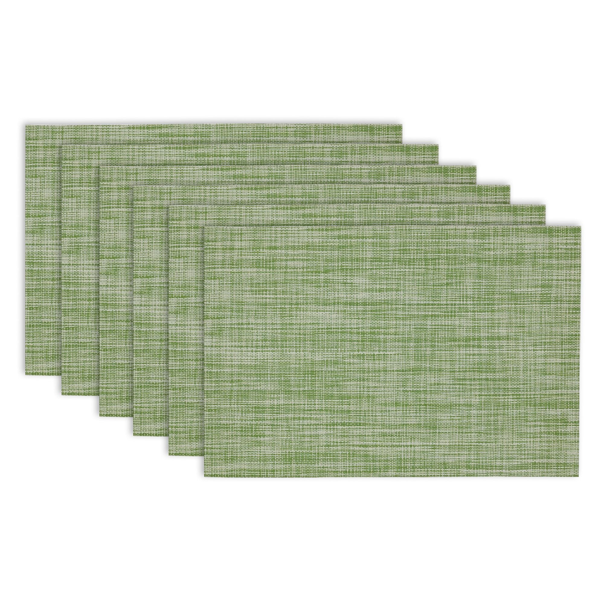 Fig Green Vinyl Tweed Placemats Set of 6