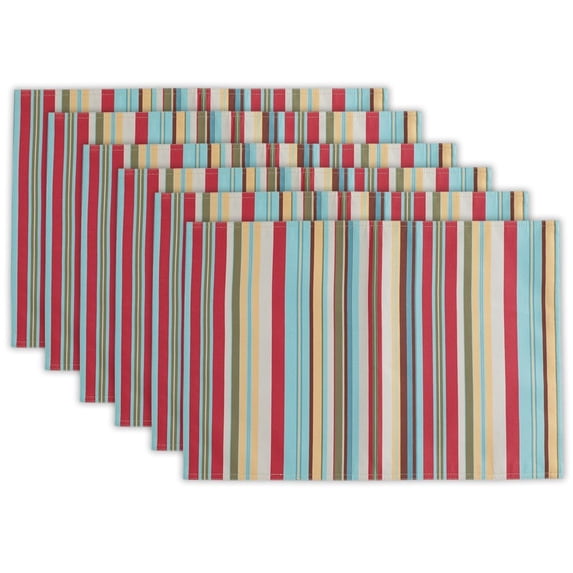 Contemporary Home Living Summer Striped Rectangular Placemats - 19” - Set of 6