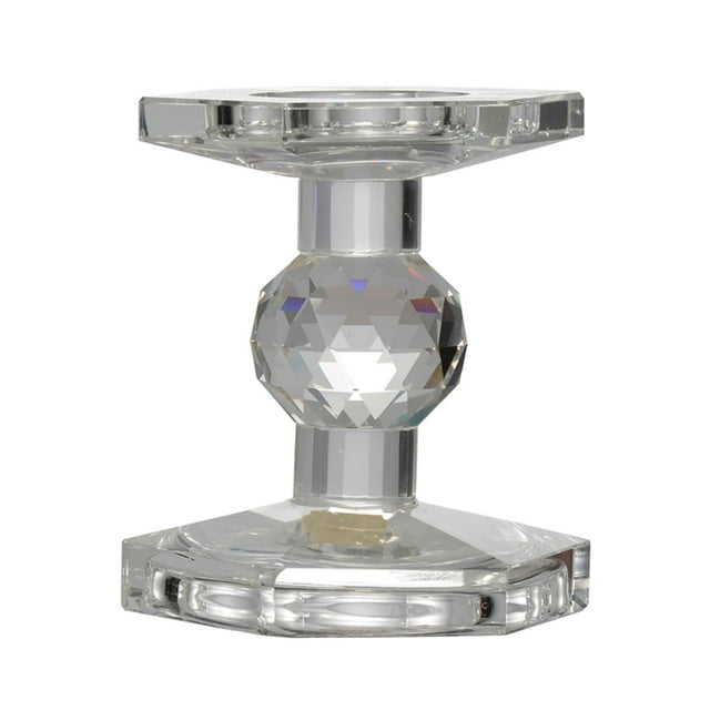 CC Home Furnishings Small Crystal Pillar Candle Holder - 4.5"