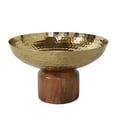 thumbnail image 1 of CC Home Furnishings Small Punched Bowl with Acacia Base - 8" - Gold and Brown, 1 of 4
