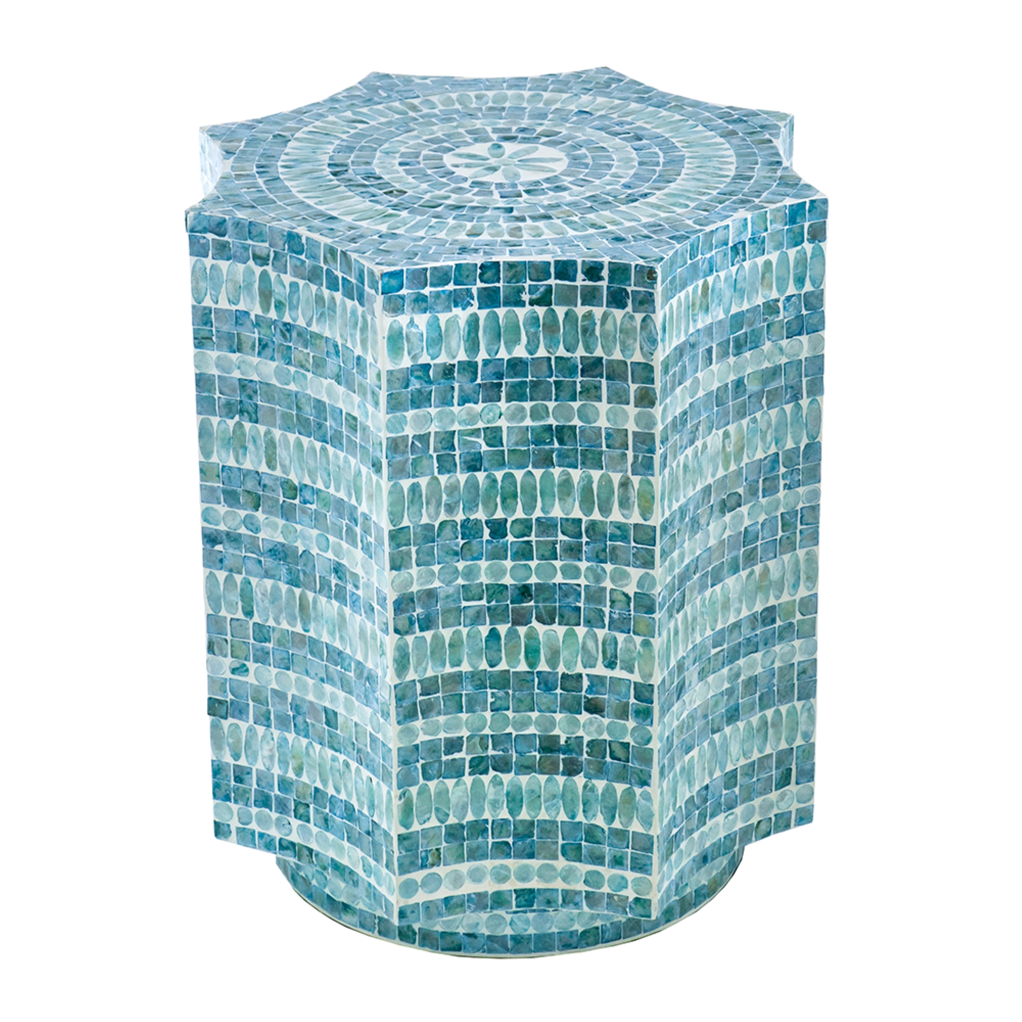 CC Home Furnishings Starburst Capiz Shell Inlay Stool - 19.75