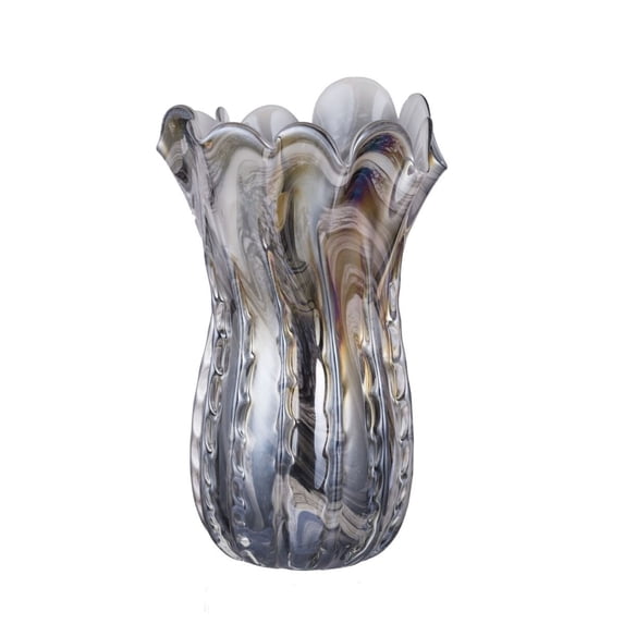 CC Home Furnishings Svirla Blown-Glass Vase - 11" Gray and Brown