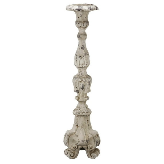 CC Home Furnishings Weathered Magnesia Pillar Candle Holder - 27.5"